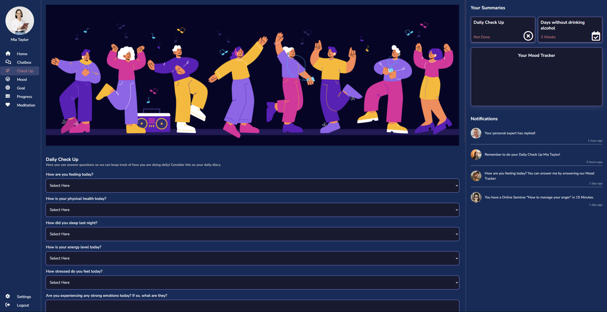 WellMind Check Up page